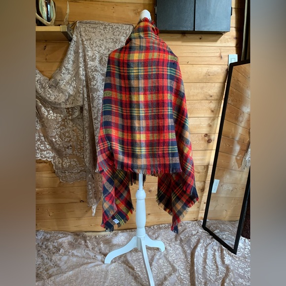 Vintage Scarf Retro Wool Blend Colorful Plaid Blanket Large Soft Cozy Scottish - Picture 3 of 5